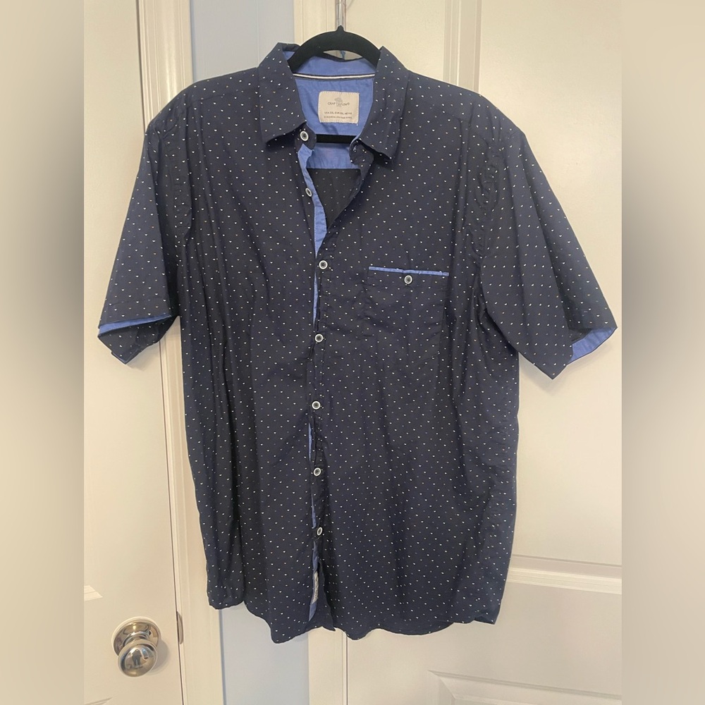 Blue Casual Cotton Button Down Shirt